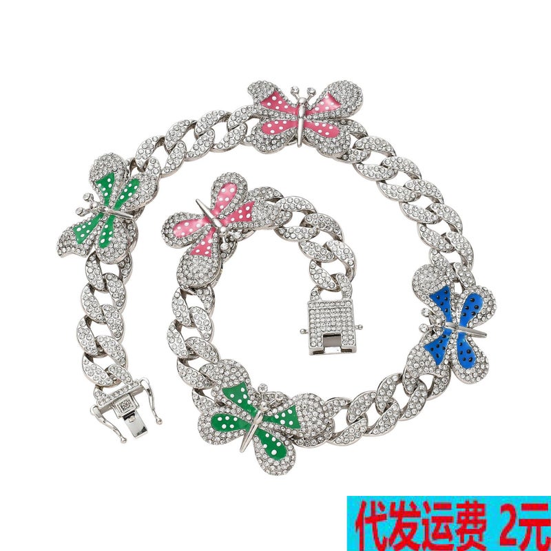 Necklace Accessories Jewelry Butterfly Cuban Chain Hip-Hop Necklace Ins Hip-Hop Necklace Yiwu Jewelry - Image 2